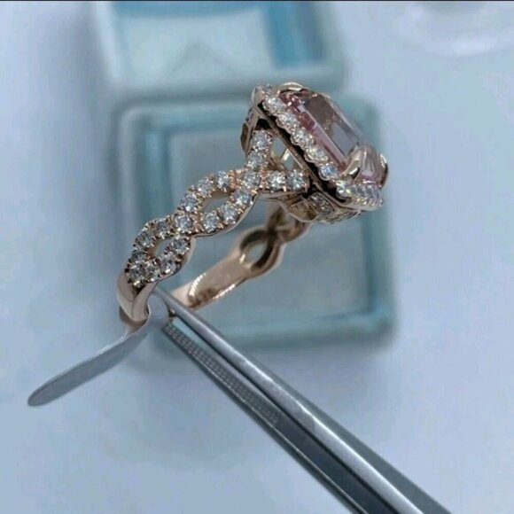 Jewelry - 1Pcs Fashionable Shiny Rose Gold-Color Alloy Square Decorated Ring